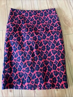 The Limited Red and Navy Leopard Print Pencil Skirt